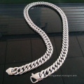 Joyería de plata de estilo europeo joyas de acero inoxidable hebilla doble collar pulido 15 mm